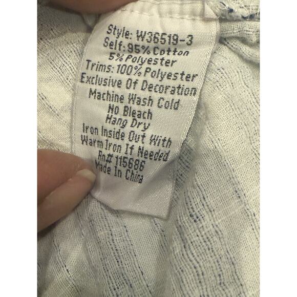 JOHNNY WAS Workshop Tamia Peasant Tunic Dress Size M Cotton Blend Striped - Picture 4 of 7